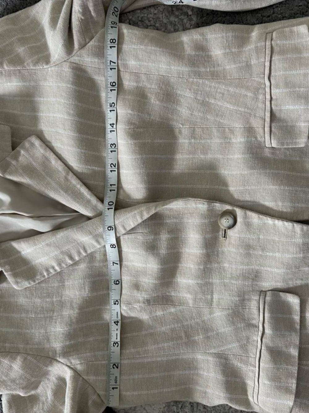 LOFT Beige Pinstripe Tailored Blazer - Picture 7 of 8